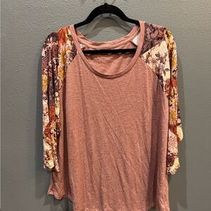 Maurices Multicolor Floral Sleeve Long Sleeve Top